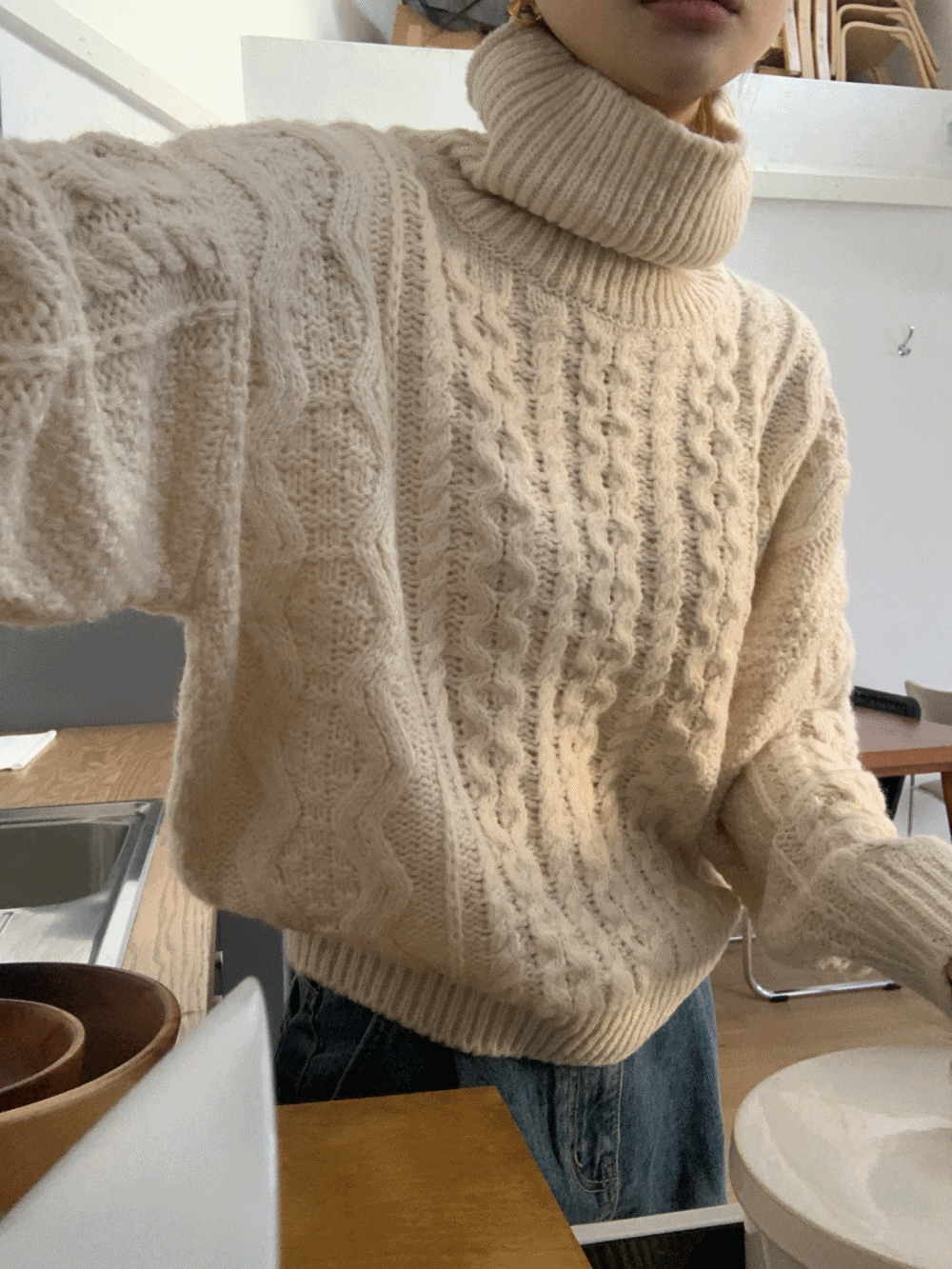 조플린 케이블 터틀넥 폴라 니트_Joplin knit