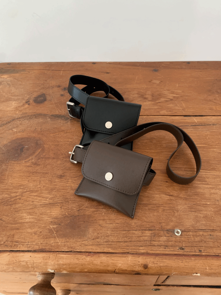 모크 레더 미니 벨트 백_Mork leather belt bag